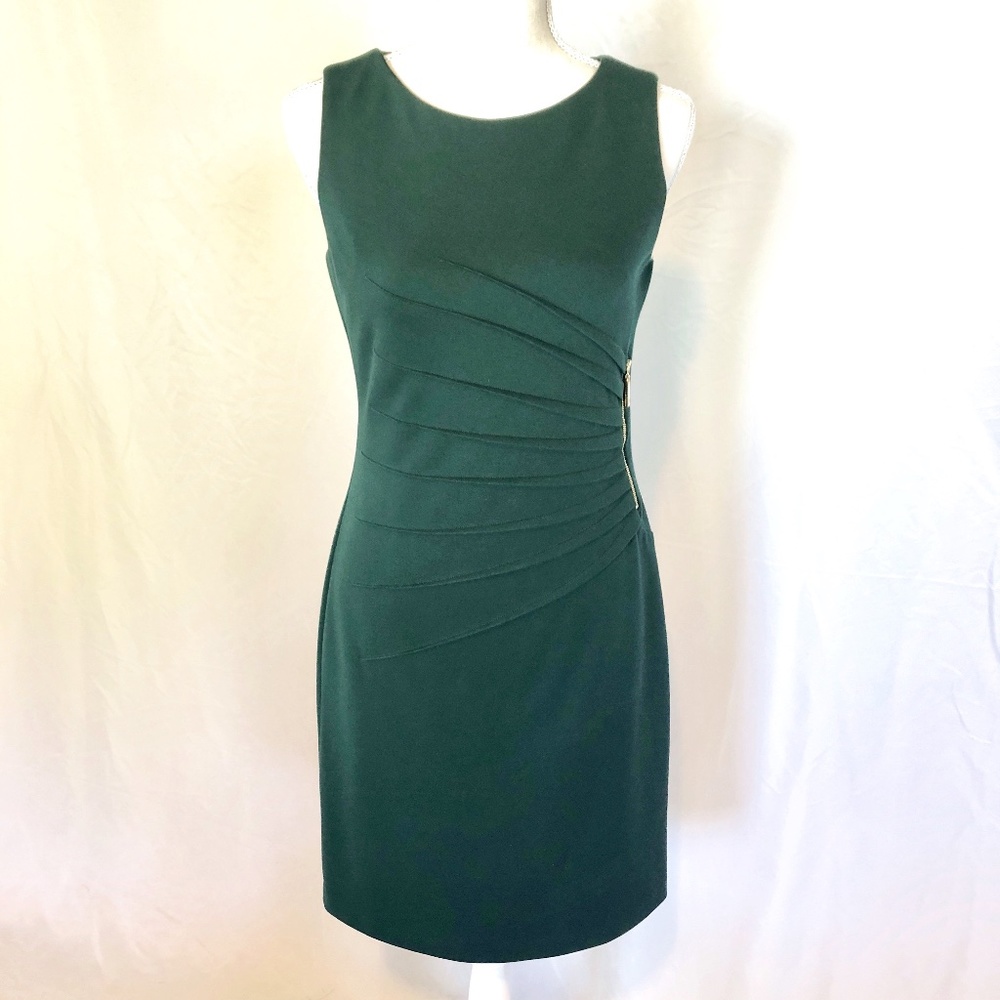 Ivanka Trump Green Pleated Sheath Dress Size 4
